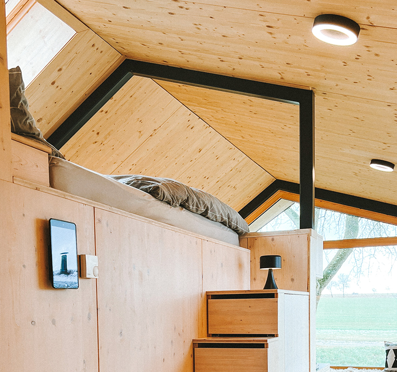 Tiny House Interior aus Fichtenholz